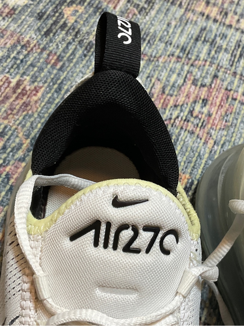 Nike White and Black Athletic Sneakers with Neon Yellow Accents - Picture 3 of 11